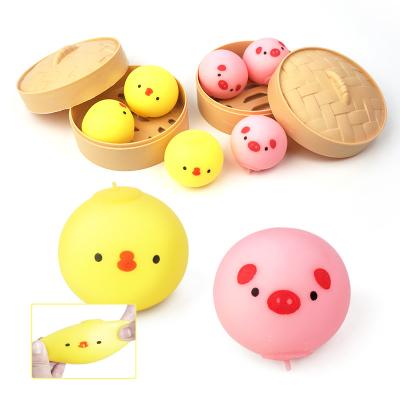 China 2022 New Eco-Friendly Material Stroking Person Toys Simulation Pig Animal Shaped Chick Mochi Strain Balls Stir Toy Set For Kids for sale