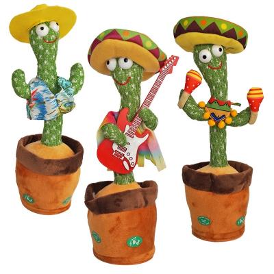 China USB Rechargeable Stuffed Plush Toy Christmas Decoration Electronic Cactus Shake Dancing for sale