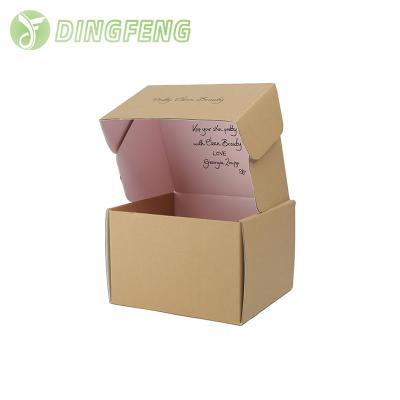 China Recyclable DF Manufacturing Custom Design Mailer Box Gift Packaging Paper Kraft Shipping Box for sale