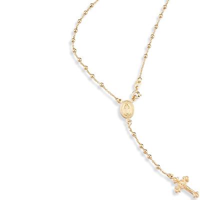 China 2022 Religious New Gold Over Italian Rosary Bead Cross Y Necklace Chain For Women Men for sale