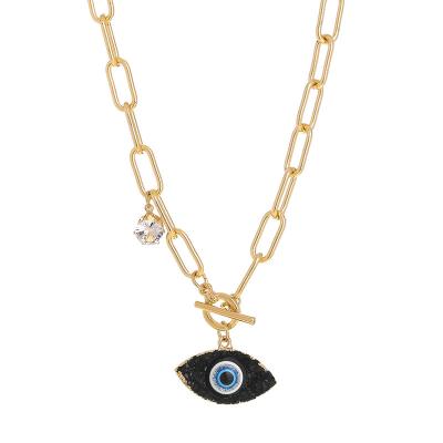 China Hip-hop European and American Creative Lattice Evil Eye Necklace Fashion Choker Zircon Necklace Chain Female for sale