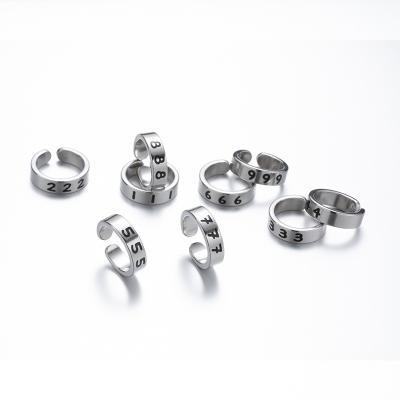 China Stainless Steel Punk Couples Vintage Style Wide Face Ring Adjustable Open Number Ring for sale