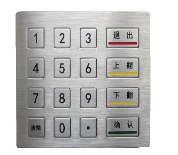 China Vandalism proof kiosk 4 x 4 keys industrial metal keypad for access control application for sale