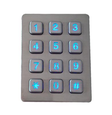 China Weather proof illuminated TTL 12 key stainless steel acess control keypad or keyboard for sale