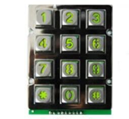 China China backlight  industrial metal keypad for door system, 3x4 12 keys keyboard for Taiwan for sale