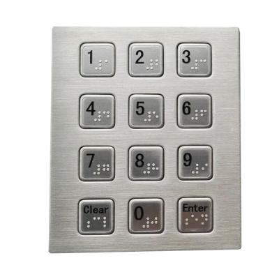 China RS232 3 x 4 smart vending machine keypad with Braille dots stainless steel material for sale