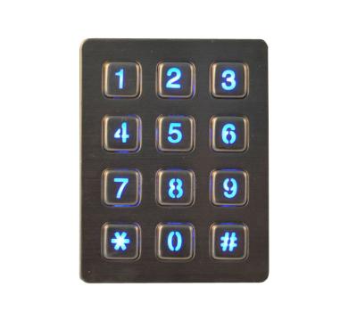 China Weather proof illuminated 12- key industrial metal keypad for outdoor access control for sale