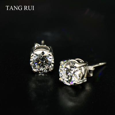 China Fashion Diamond Stud Earrings Hypoallergenic Jewelry Decoration Lab Developed Round Shape Diamond 18K Gold Plated for sale