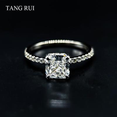 China CLASSIC 18K Gold Plated Radiant Cut Engagement Ring VS Lab Grown Diamond Ring For Women Wedding Jewelry for sale