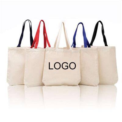 China Recyclable Cheap Reusable Shopping Cotton Sack Wholesale Logo Plain White White Empty Tote Bags for sale