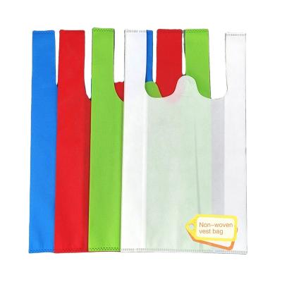 China Recyclable Wholesale Cheap Non Woven Non Woven Vest Cloth Shopping Bag T-shirt Shopping Bag for sale