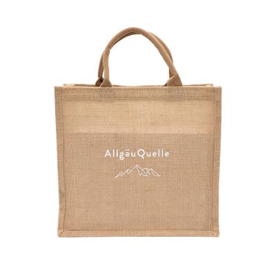 China Recyclable Eco-Friendly Reusable Burlap Beach Bag Jute Shopping Tote Bags With Custom Logo for sale