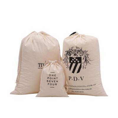 China Recyclable Personalize Logo Reusable Cotton Muslin Drawstring Custom Printed Bags for sale