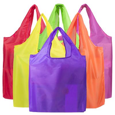 China HY Recyclable Packing 2022 Multicolor Grocery Bag Drawstring Bag Polyester Grocery Bag Drawstring Floating 10kg Seam Folding Grocery Bag for sale