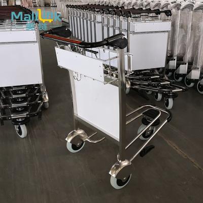 China Easy Mobile Heavy Duty Stainless Steel Airport Luggage Baggage Trolley With Hand Brake for sale