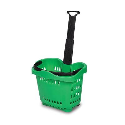 China CE Certificated Handle Rolling Supermarket Easy-Carry Telescopic Shopping Basket for sale