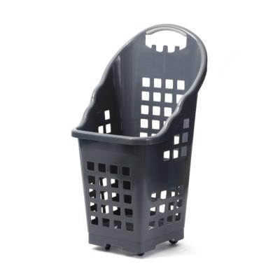 China New Design Supermarket Easy-carry Plastic Rolling Shopping Basket for sale