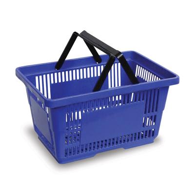 China Nice Double Handle Plastic Supermarket Hand Easy-carry Vending Shopping Basket for sale