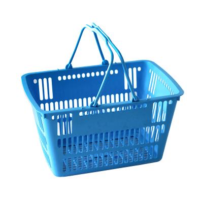 China High Quality Double Handle Supermarket Shopping Plastic Easy-carry Hand Basket for sale