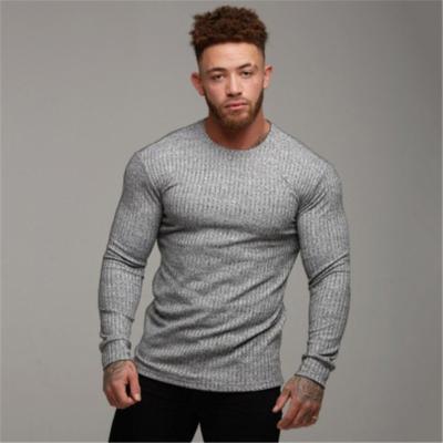 China New Fashion Yarn Sport T-shirt Men's Fitness Workout Breathable Casual Wear Knitted Long Sleeve Dry Fit T-Shirts for sale