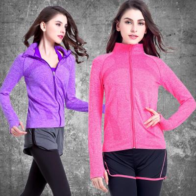 China Autumn And Winter New Antibacterial Yoga Sports Nylon Zipper Running Women's Jackets And Coats Women's Long Sleeve Stretch Top for sale