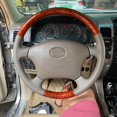 China Luxury Prado 120 Wood Steering Wheel Replacement For Toyota Land Cruiser FJ120 2003-2009 Accessories for sale