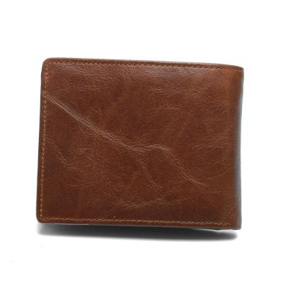 China Qetesh Wholesale Waterproof Top Layer Whip Genuine Leather Male Wallet Card Holder For Men for sale