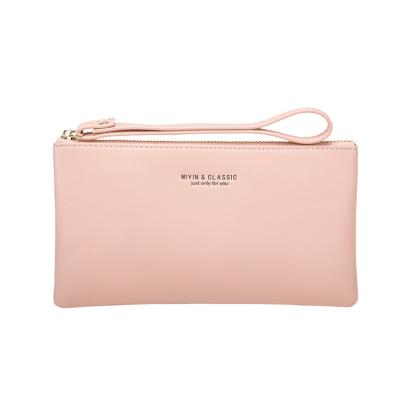 China Qetesh PU Leather Slim Wallet Wholesale Waterproof Large Capacity Long Zipper With Strap Wrist For Women for sale