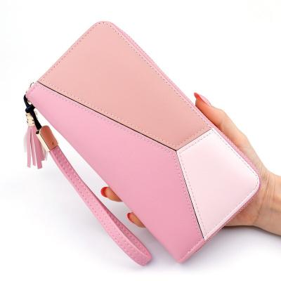 China Qetesh Waterproof Fashion High Capacity Luxury PU Small Wholesale Women Long Leather Zipper Purse Wallet for sale