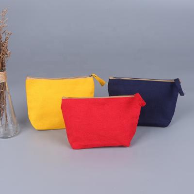 China Wholesale White Custom Canvas Gift Zipper Cosmetic Bag With Lining Inner Makeup Bag for sale