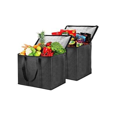 China Qetesh Folding Insulated Reusable Grocery Bag For Shopping In Extra Large Size With Sturdy Zipper Pack Shopping Bag for sale