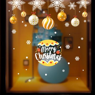 China Merry Christmas Window Decorations Sticker Xmas Window Decorations Merry Christmas Glass PVC Stickers Christmas Ball Decorative Decals for sale