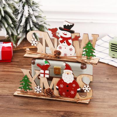 China Gifts WOODEN Snow Christmas Wooden Christmas Ornaments Merry Christmas Decor For Christmas Home Avidad for sale