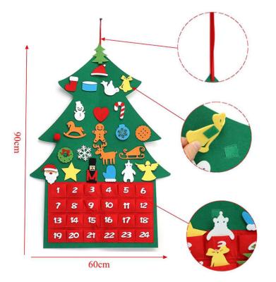 China DIY Felt Countdown to Merry Christmas Tree Decorations Felt Christmas Advent Calendar for sale