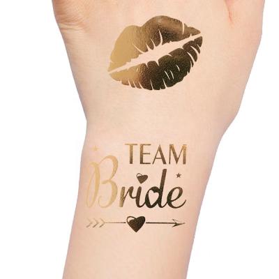 China Hen Night Golden Sticker Bachelorette Party Team Bride Bridesmaid Tribe Squad Temporary Tattoo For Bride To Be Supplies 55*55mm for sale