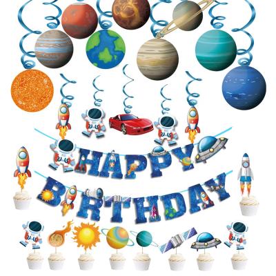 China Papercard Rocket Astronaut Outer Space Birthday Party Supplies Set for sale