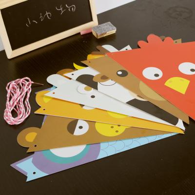 China Papercard DIY Animal Cartoon Party Triangle Head Banner for sale