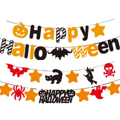 China Papercard Halloween Pumpkin Bat Party Halloween Paper Bunting Garland For Halloween Decoration for sale