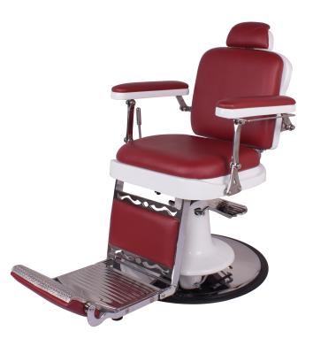 China Retro Classic Post-modern Barber Chair Can Be Raised And Lowered Lying Barber Chair For Salon Hair Flat Red High End Lounges for sale