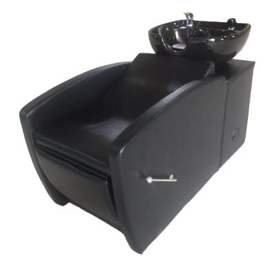 China Wholesale Mediterranean Latest Popular Barber Shop Furniture Lie Down Shampoo and Wash Salon Hair Shampoo Synthetic Leather Chair for sale