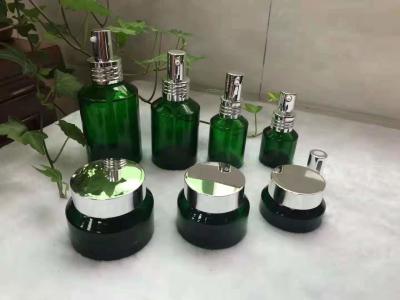 China 15ml 30ml 100ml  Sloping Shoulder Glass bottle Jar Set Various color with dropper pump and screw cap for sale