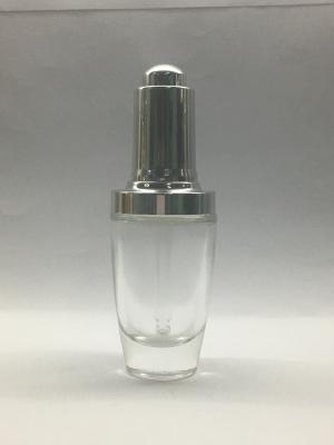 China Van de het Druppelbuisjefles 30ml van het luxe het Duidelijke Glas Zilveren Druppelbuisje voor Serumetherische olie Te koop