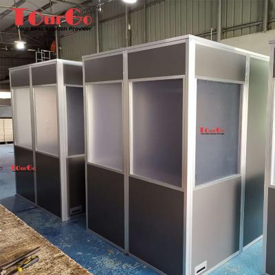 China Portable Lightweight Soundproof Booths Gray Interpretation Cabin For Two Dark Person for sale