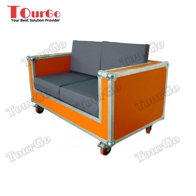 China TourGo Mobile 2 Seat Sofa Flight Case With Yellow Portable And Lightweight Custom Color for sale