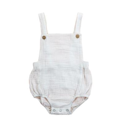 China New style 2021 wholesale boutique white baby romper super soft high quality sleeveless unisex muslin cotton for sale