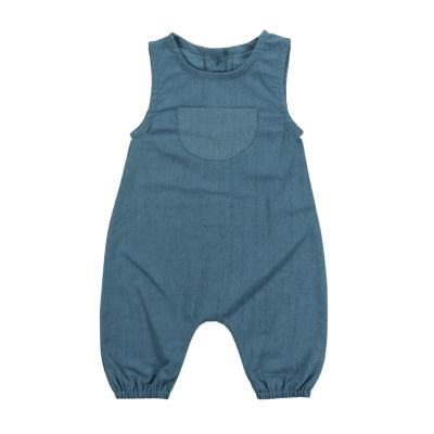 China 2021 new style baby blue unisex romper wholesale super soft high quality sleeveless boutique for sale