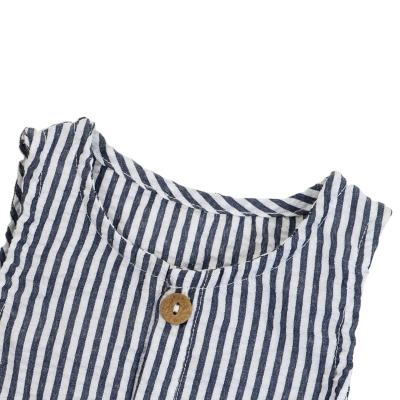 China Boutique Sleeveless Factory Organic Canvas Babies Boys Striped Rompers Toddler Overalls for sale