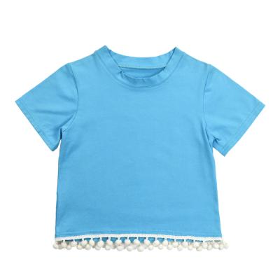 China New design baby boutique baby sleeve shirts girls soft tops high quality anti-shrink short top baby girls soft tops for sale