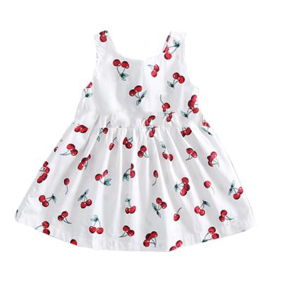 China Summer Clothes Anti-static Cute Cherry Printed Dress for Lovely Little Girls Toddler Baby Clothing for sale