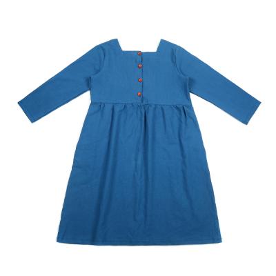 China Interesting Dry Cleaning Design Solid Color Baby Clothing Wave Point Babies Organic Canvas Dresses for sale